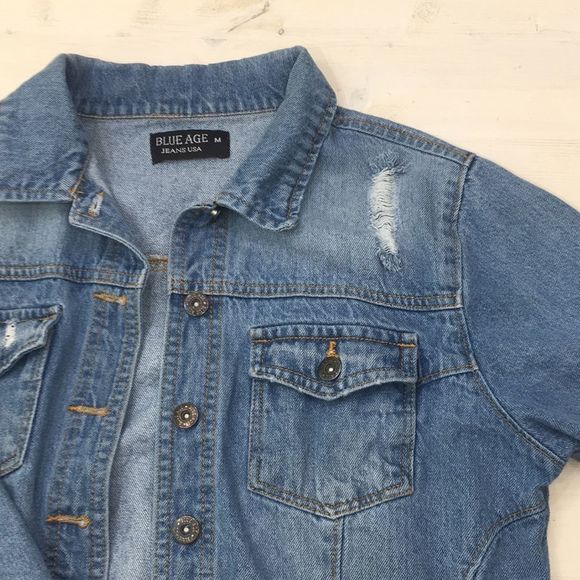 Blue Age Jeans distressed denim jacket sz M - Picture 2 of 6